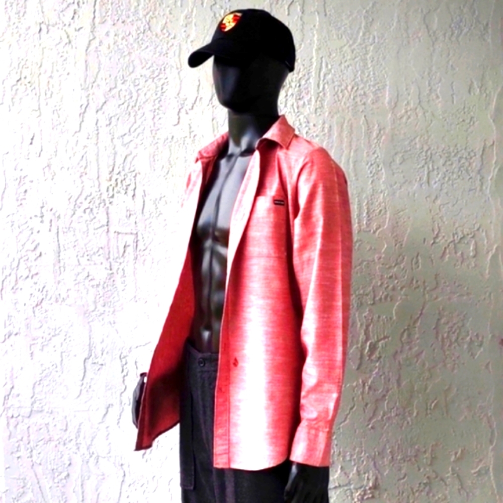 Volcom Men's Button Down Ruby Red - image 3